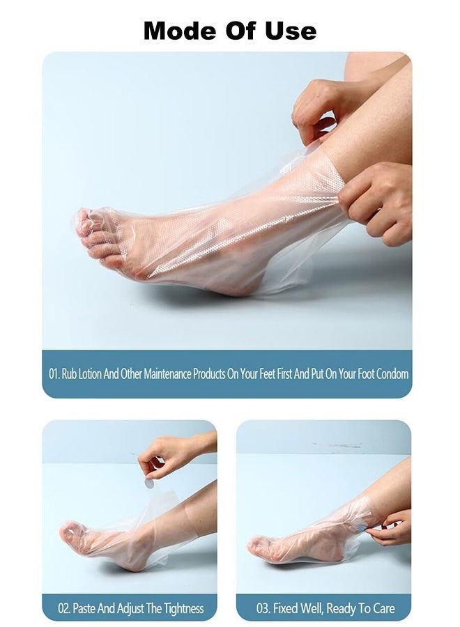 200-Piece Clear Plastic Disposable Booties with Sticker Paraffin Wax Foot Bath Liners Feet Protectors Covers Foot Spa Socks Thermal Therapy Feet Covers Bags - Image 5