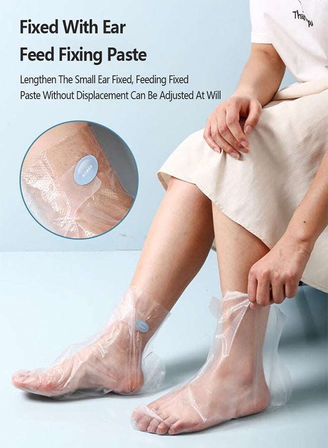 200-Piece Clear Plastic Disposable Booties with Sticker Paraffin Wax Foot Bath Liners Feet Protectors Covers Foot Spa Socks Thermal Therapy Feet Covers Bags - Image 3