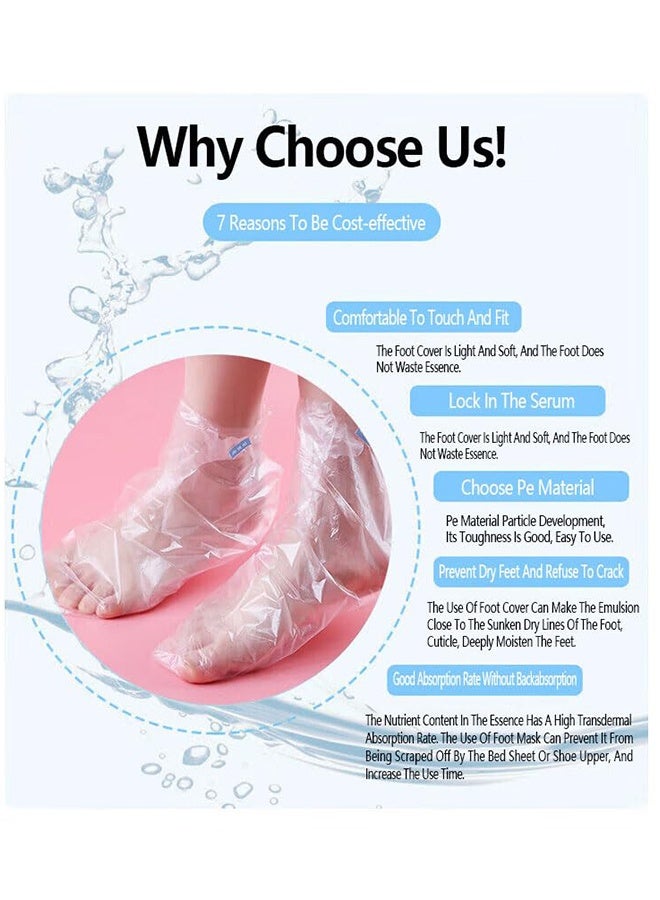 200-Piece Clear Plastic Disposable Booties with Sticker Paraffin Wax Foot Bath Liners Feet Protectors Covers Foot Spa Socks Thermal Therapy Feet Covers Bags - Image 2