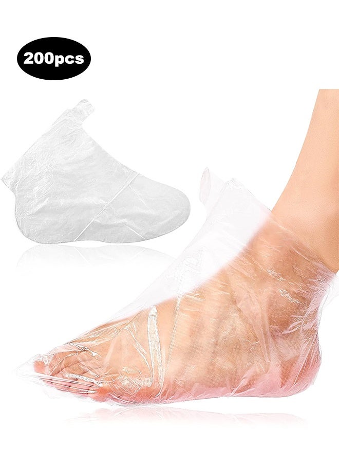 200-Piece Clear Plastic Disposable Booties with Sticker Paraffin Wax Foot Bath Liners Feet Protectors Covers Foot Spa Socks Thermal Therapy Feet Covers Bags - Image 1