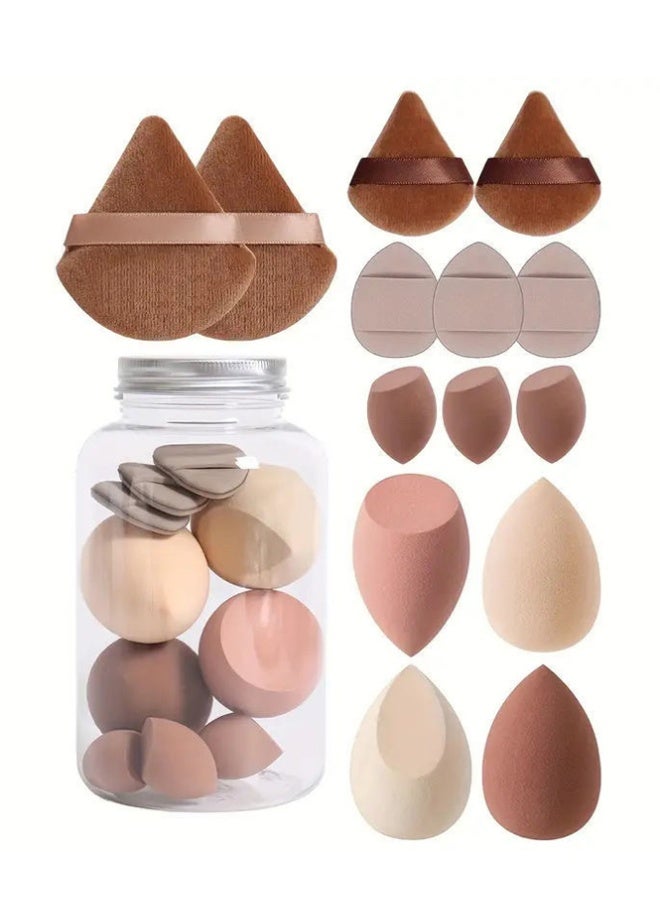 QINGYAN 14-Piece Makeup Sponge Set- Multi soft color Mini Makeup Sponge, Powder Puff Long Lasting Beauty Sponge Wet & Dry Use for Women (Brown) - Image 2