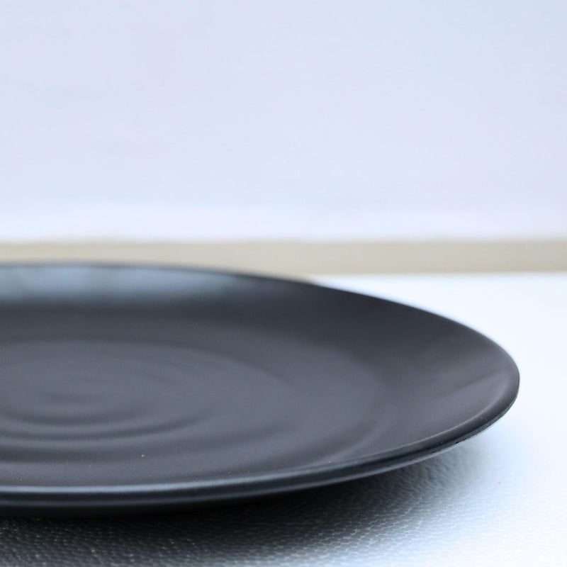 Amar Industries Amar Melamine Dinner Set Matte Black Spiral Design Full Plates Half Plates with Katori Serve 1 Set of 3 - Image 4