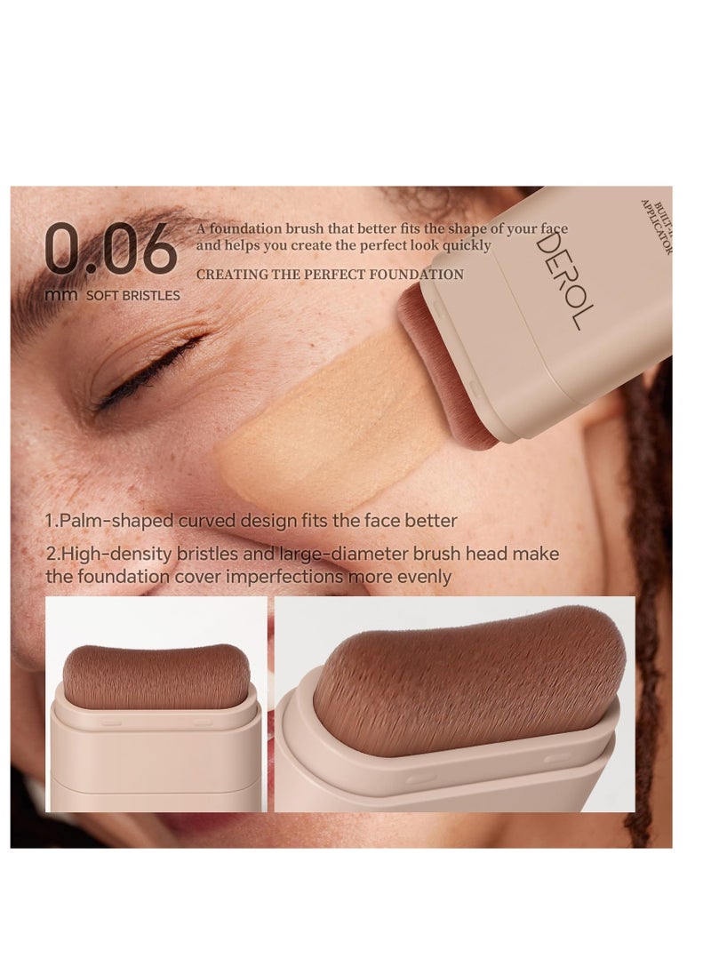 Multi Use Foundation Stick, Full Coverage Foundation Makeup with Built-In Foundation Brush, Waterproof & Sweat-proof, Long-lasting Foundation