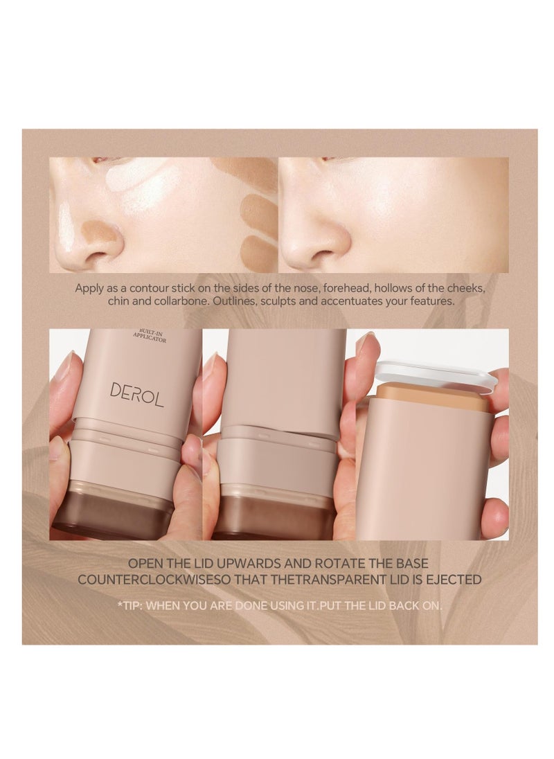Multi Use Foundation Stick, Full Coverage Foundation Makeup with Built-In Foundation Brush, Waterproof & Sweat-proof, Long-lasting Foundation