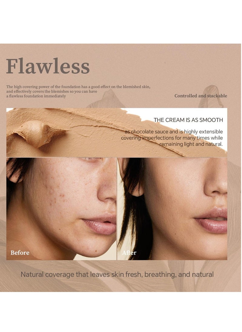 Multi Use Foundation Stick, Full Coverage Foundation Makeup with Built-In Foundation Brush, Waterproof & Sweat-proof, Long-lasting Foundation