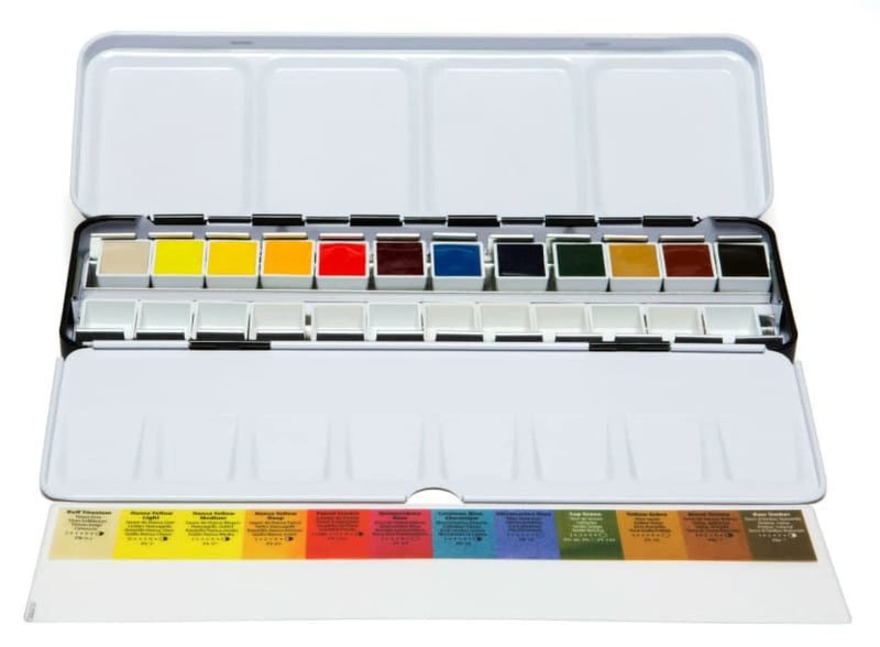 Daniel Smith Color Hand Poured Pan Set in a Metal Box with Bonus 12 Empty Half Pans, 1 Unit (Pack of 1) - Image 5