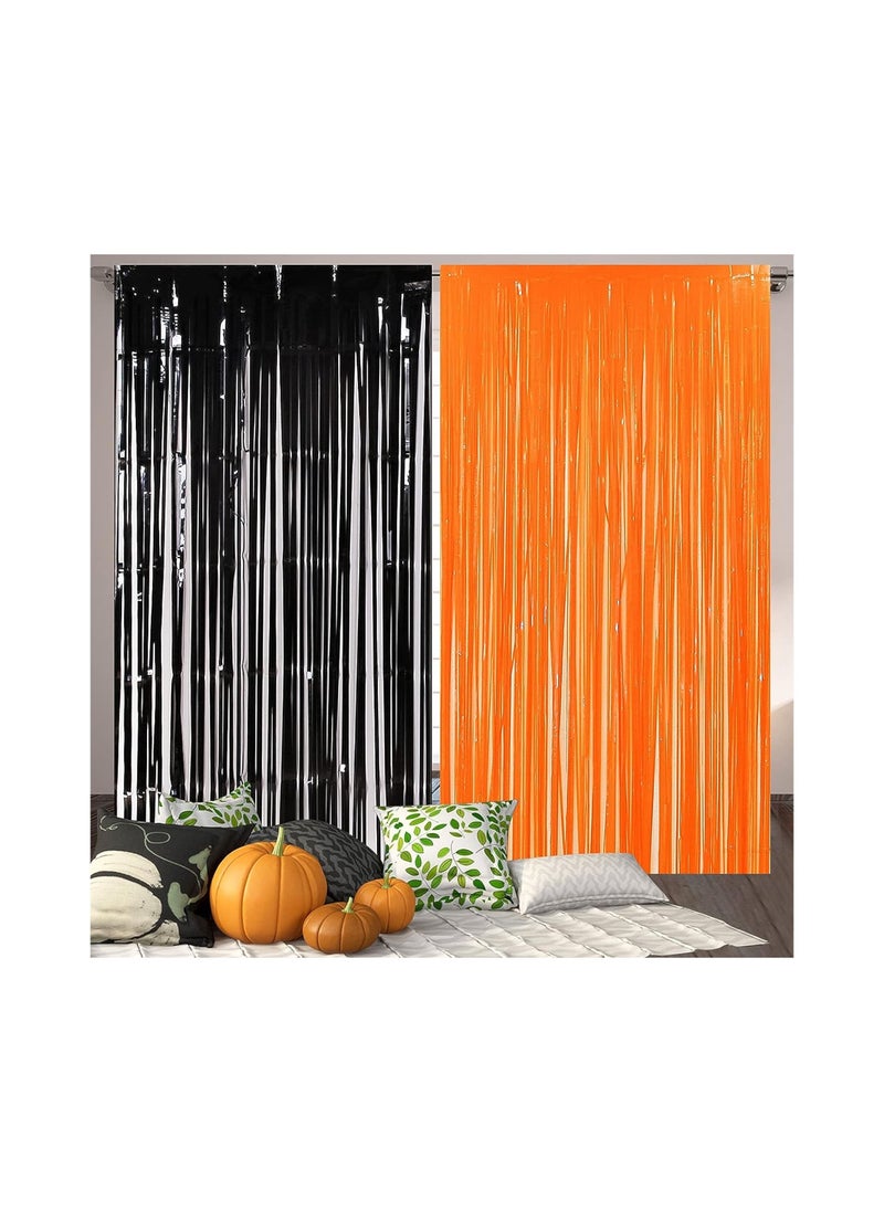 4 Piece Black Orange Foil Fringe Curtain Halloween Backdrop Decoration - pzsku/Z80E378E39E7658BD5F3BZ/45/_/1691494284/3c71afa7-3f82-4008-b65a-bba6892cf447