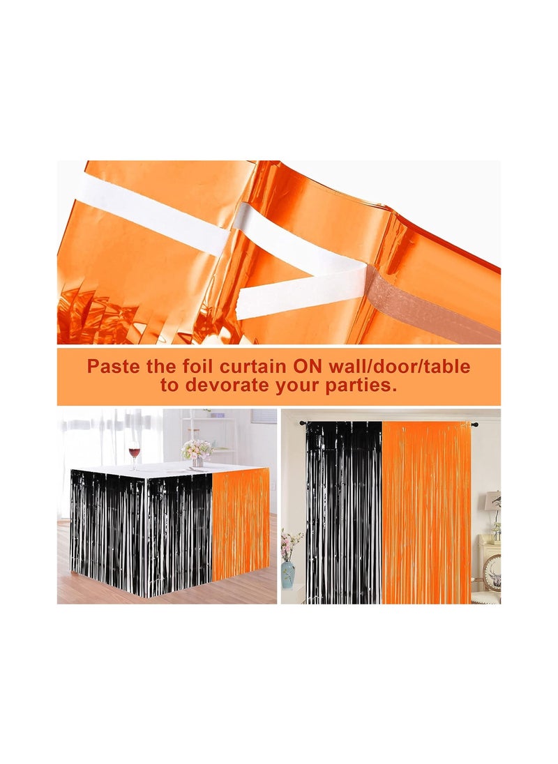 4 Piece Black Orange Foil Fringe Curtain Halloween Backdrop Decoration - pzsku/Z80E378E39E7658BD5F3BZ/45/_/1691494285/9d97c782-61f2-4d72-b086-33958a648956