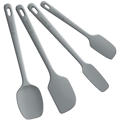 ChefAide 4 Pieces Silicone Spatula Set Food Grade Rubber Spatula Upgrade Strong Handle with Ergonomic Grip Heat Resistant for Nonstick Cookware Cooking