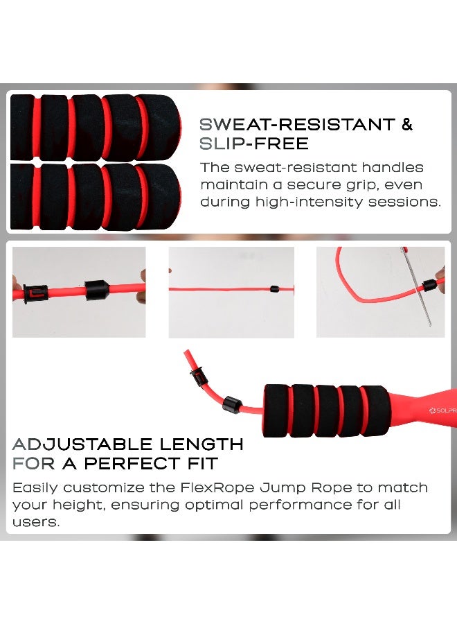 SOLPRO SFH066 Jump Rope for Men, Women & Kids|Adjustable Length, TangleFree, Soft Foam Handles| SweatResistant Grip|Ideal for Cardio, Fitness, HIIT, CrossFit, Weight Loss & Gym Workouts (Red) - Image 4