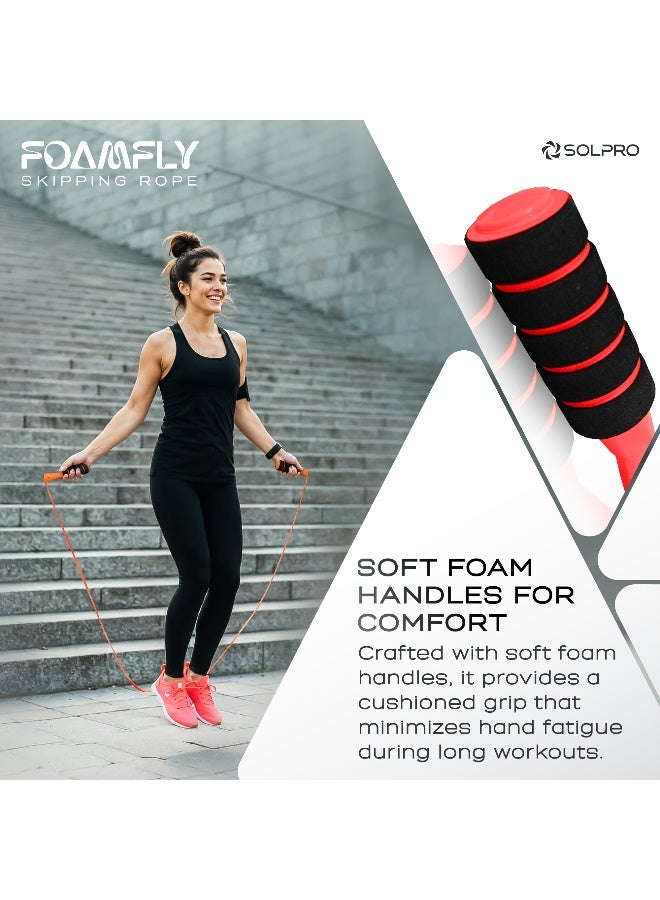 SOLPRO SFH066 Jump Rope for Men, Women & Kids|Adjustable Length, TangleFree, Soft Foam Handles| SweatResistant Grip|Ideal for Cardio, Fitness, HIIT, CrossFit, Weight Loss & Gym Workouts (Red) - Image 3