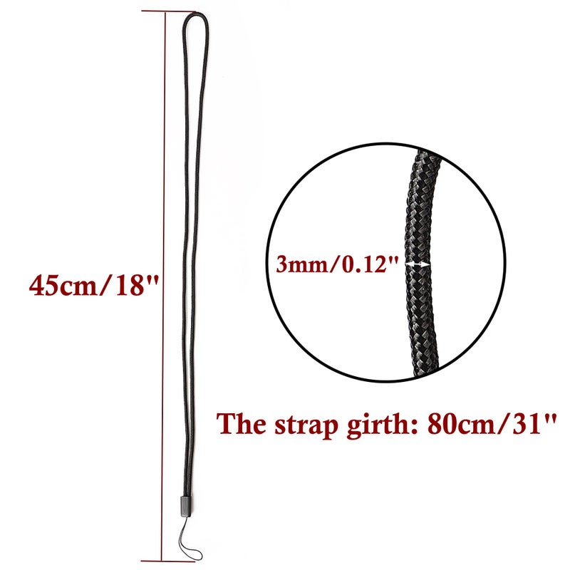 uxcell Nylon Woven Lanyards, 18 Inches Round Neck String, 1 Pcs Thin Keychain Strap Lanyard for Keys Pen ID Camera Mobile Cell Phone Badges Holder Office, Black - Image 4