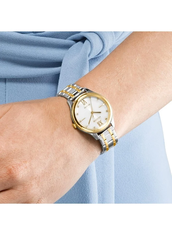 CITIZEN Women's Stainless Steel Strap with Two-Tone Rose Gold Plating Eco-Drive Standard Watch EM0506-77A - 32 mm