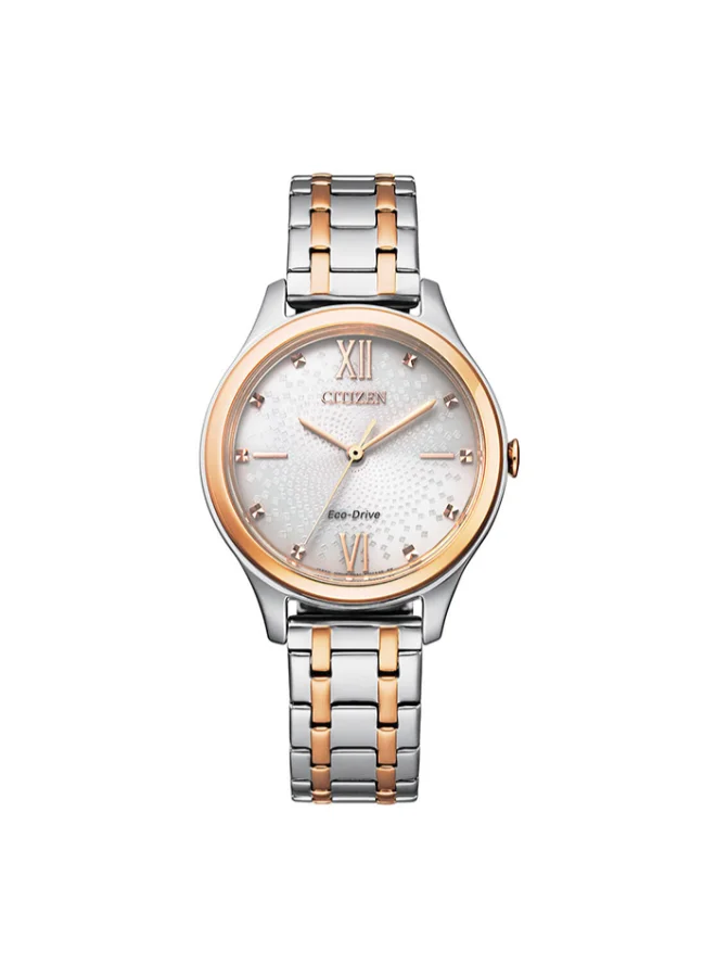 CITIZEN Women's Stainless Steel Strap with Two-Tone Rose Gold Plating Eco-Drive Standard Watch EM0506-77A - 32 mm
