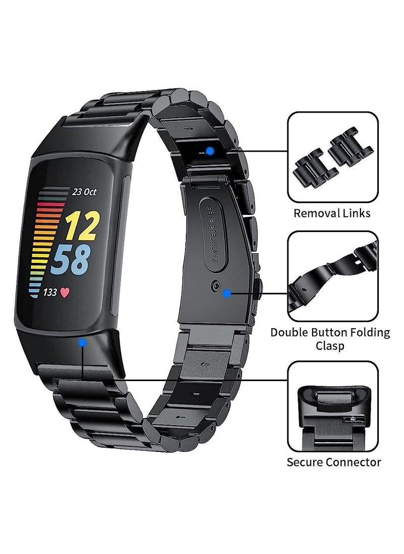 Y&D - Fitbit Charge 5 Bands, Magnetic Mesh Loop Bands and Metal Adjustable Stainless Steel Wristband Replacement, for Fitness Health Tracker, 2 Pcs - Image 1