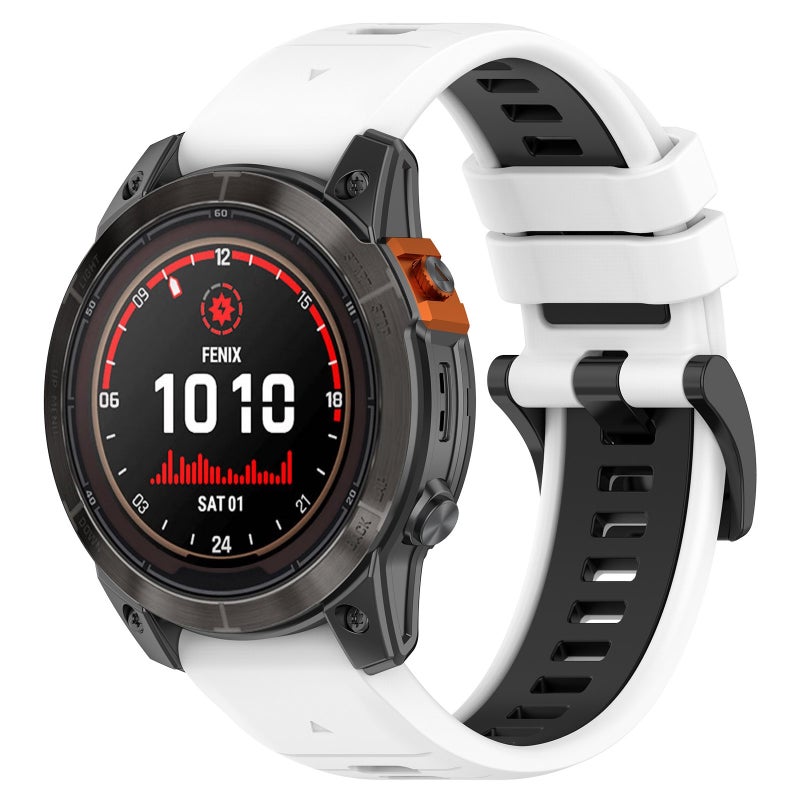 S-TOP For Garmin Fenix 7 Pro 47mm Sports Two-Color 22mm Silicone Watch Band(White+Black) - Image 1