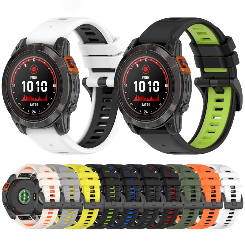 S-TOP For Garmin Fenix 7 Pro 47mm Sports Two-Color 22mm Silicone Watch Band(White+Black) - Image 3