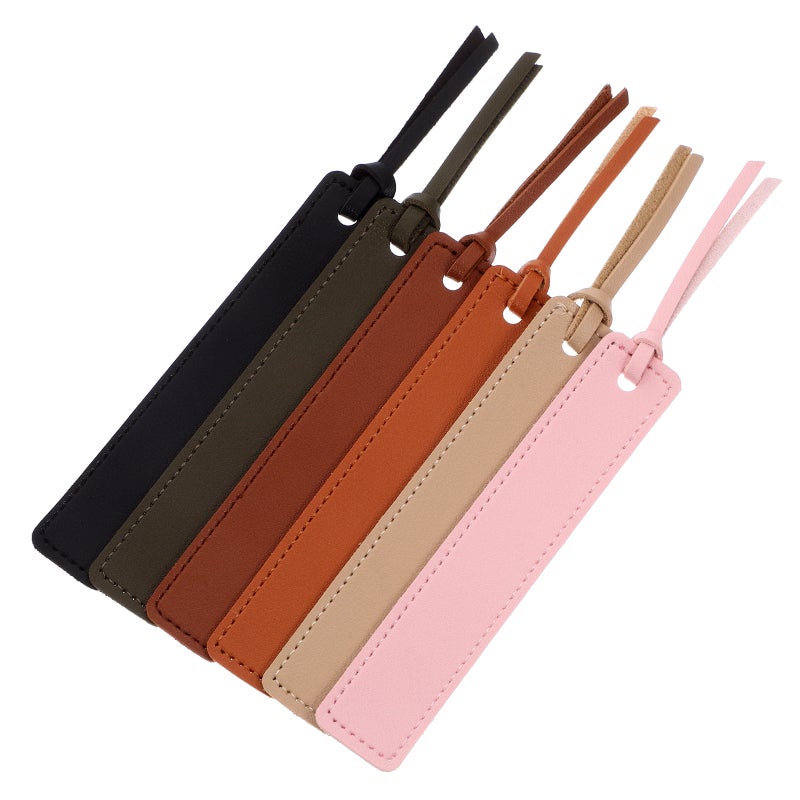 6pcs Bookmark Fake Leather Book Reading Page Markers With Rope Handmade Fake Leather Bookmarks For Women Men Teachers Students Book Reading Supplies - Image 1