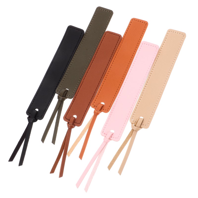 6pcs Bookmark Fake Leather Book Reading Page Markers With Rope Handmade Fake Leather Bookmarks For Women Men Teachers Students Book Reading Supplies - Image 4