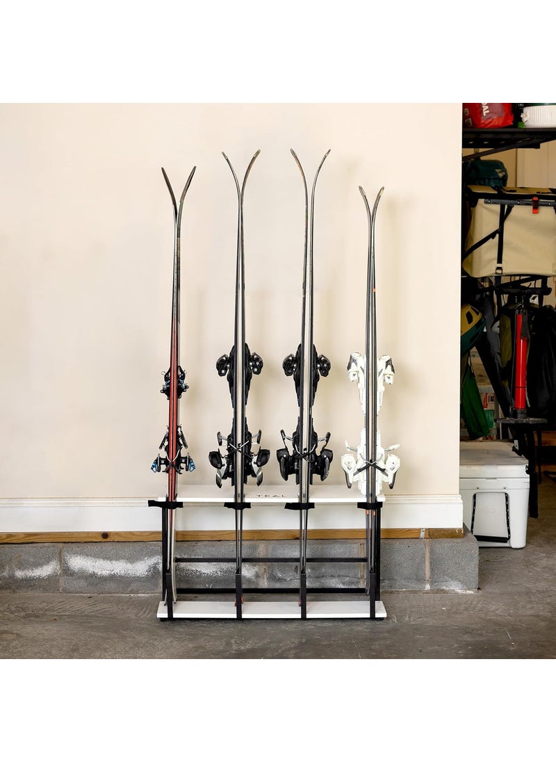 StoreYourBoard StoreYourBoard Freestanding Wasatch Ski Rack Universal Ski Holders Holds 4 Pairs of Skis  Ski Poles Storage Rack for Garage Fits All Skis  - Image 1
