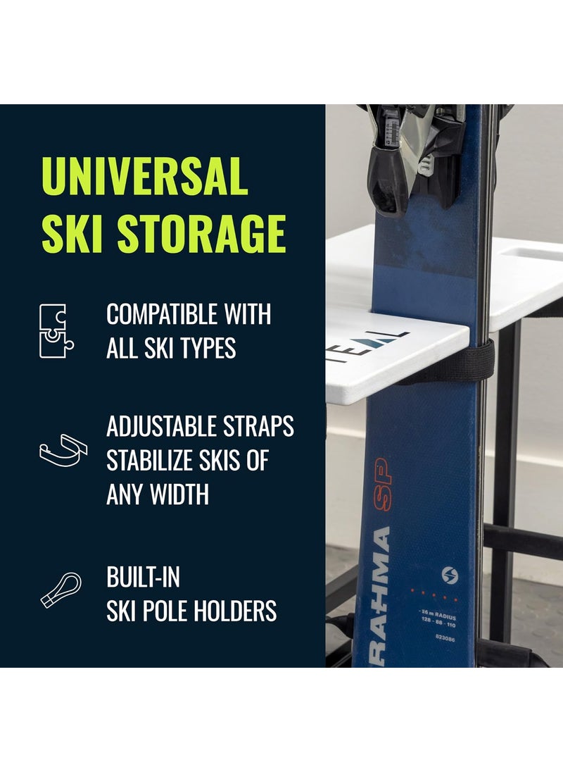 StoreYourBoard StoreYourBoard Freestanding Wasatch Ski Rack Universal Ski Holders Holds 4 Pairs of Skis  Ski Poles Storage Rack for Garage Fits All Skis  - Image 3