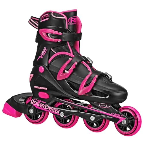 Roller Derby VTech 500 Adjustable Performance Inline Skates for Men Women Kids Teens Large 69 BlackPink - Image 1