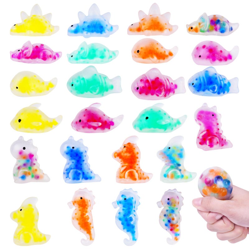 Ainiv 24 Mini Anti-Stress Balls for Kneading, Colourful Squeeze Ball with Water Beads for Decompression, ADHD, Party Bags, Filler, Stress Relief Toy for Children, Adults, Christmas, Birthday Gift - Image 1