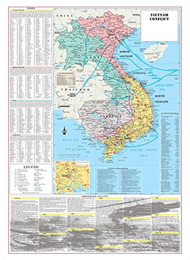 Cool Owl Maps Vietnam War Conflict Wall Map Poster Military - 24"x36" Laminated - Image 1