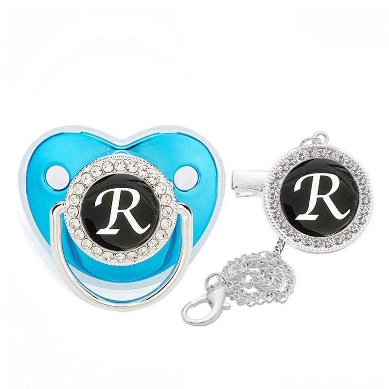 hot selling 26 letters baby diamond pacifier baby name drill soothing play mouth with protective cover - Image 1