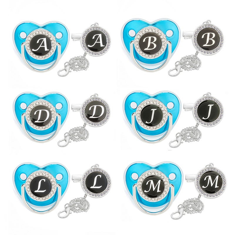 hot selling 26 letters baby diamond pacifier baby name drill soothing play mouth with protective cover - Image 2