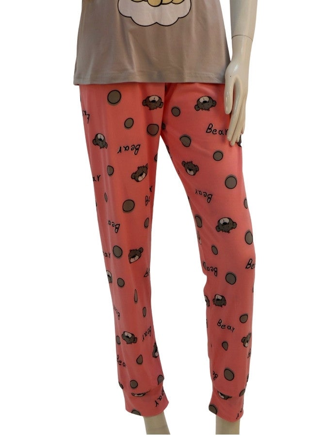 JOANNA JOANNA Women's More Dream Print Short Sleeve Shirt & Long Pants Pajama Set, Grey - Image 3