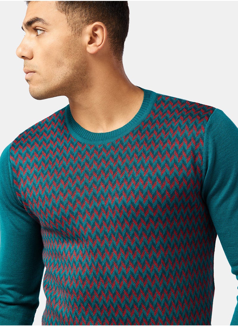 TOWN TEAM - Geometric Pattern Pullover - Image 1