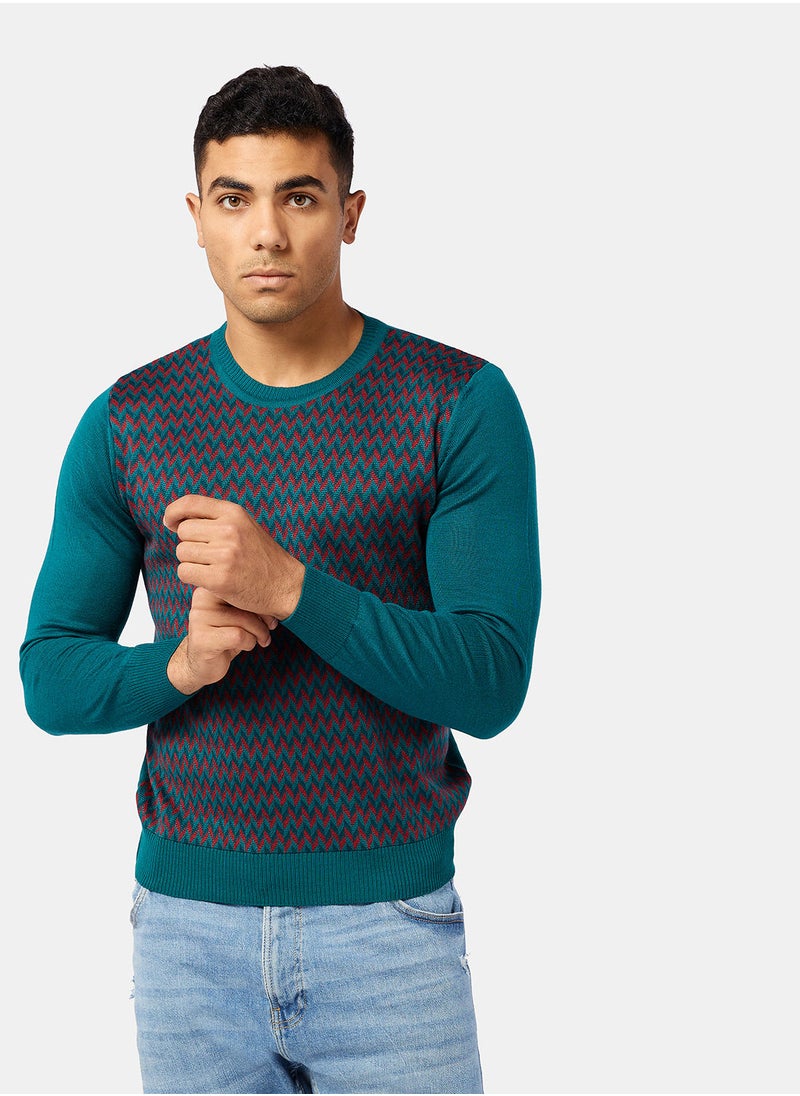 TOWN TEAM - Geometric Pattern Pullover - Image 1