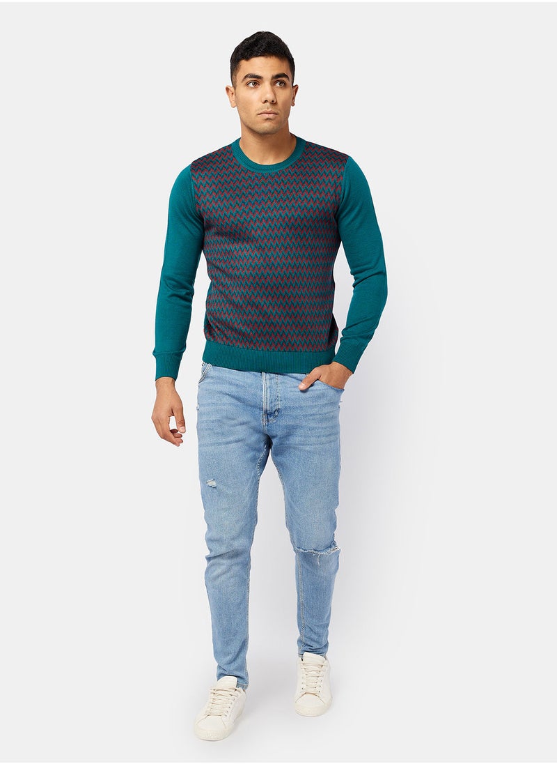 TOWN TEAM - Geometric Pattern Pullover - Image 1