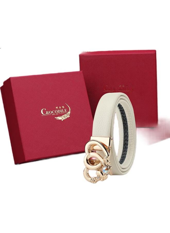 Crocodile Genuine Top Layer Cowhide Women'S Automatic Buckle Belt Fashionable Exquisite All-Match Belt Women'S Birthday Gift T3727 - Image 2