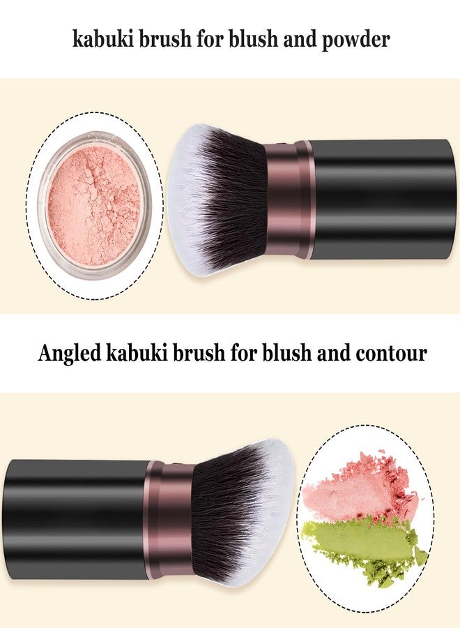 Keriloo Retractable Kabuki Makeup Brush, 2 Pack Travel Powder Foundation Makeup Brush Face Blush Brushes for Blending Liquid, Blush, Bronzer, Buffing, Sunscreen,Flawless Cosmetics - Image 3