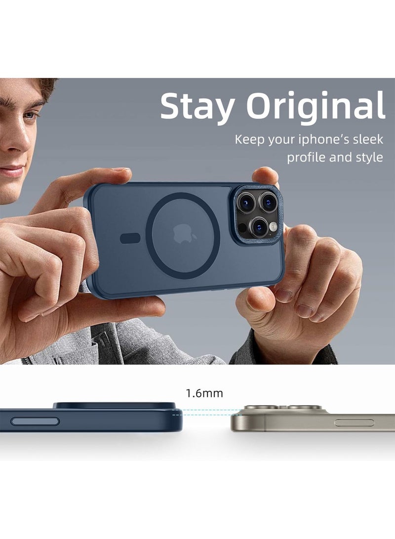 Wtech Apple iPhone 16 Pro Max 2024 Hard Silicone Hybrid Translucent Slim Stylish Magnetic Magsafe Case Cover - Storm Blue - Image 2