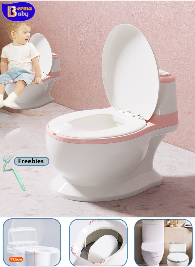Berma Baby Potty Training Toilet, Realistic Potty Training Seat with Storage Bag, Toddler Potty Chair, Children's Toilet Seat with Soft Seat, Toilet Paper Dispenser and Splash Guard, Non-slip, Suitable for Boys and Girls (pink)  - Image 1