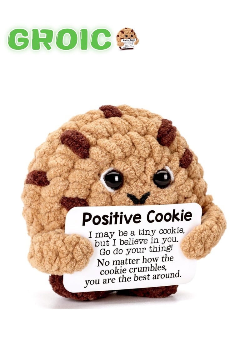 GROIC Positive Pocket Cookie Doll, Funny Emotional Support Knitted Cookie Toy with Positive Card, Woolen Crochet, Cheer Up Graduation Gift, Encouragement for Friends - Image 1