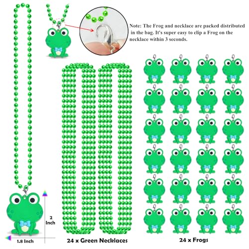 CiciBear 24 Pack Frog Necklace Party Favors with Mardi Gras Beads for Green Frog Girls Baby Shower First Birthday Reptile Camping Party Favors Wedding Birthday Celebrations - Image 5