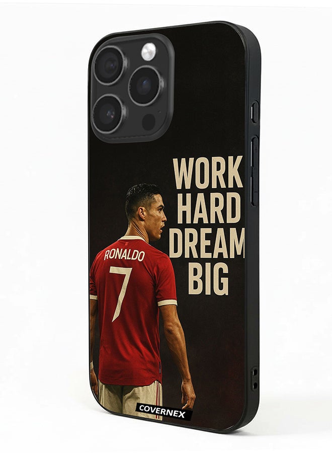 Covernex Apple iPhone 15 Pro Protective Case Cover Printed Featuring Work Hard Dream Big CR7 - Image 1