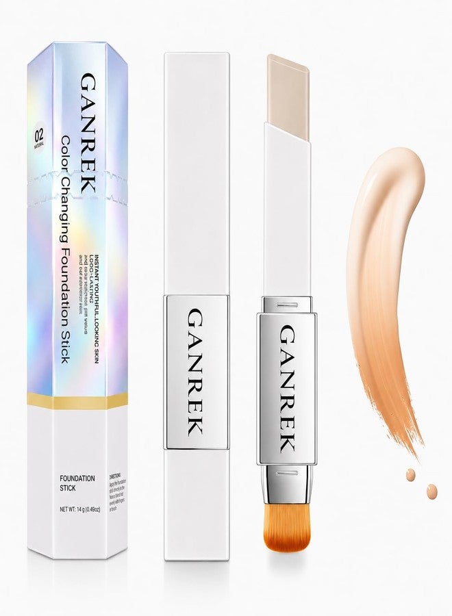 Ganrek Blanc Cover Cream Stick V - Korean Foundation Stick, Color Adapting Cream Foundation, Smooth Even Coverage, Easy Blend, Natural Match, Long-Lasting Dewy Finish with Brush (Natural) - Image 1