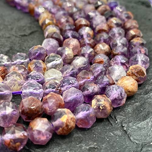 ABC GEMS USA ABCGEMS Brazilian Super 7 Beads (Cacoxenite, Amethyst, Lepidocrocite, Goethite, Rutile, Smoky Quartz & Crystal Quartz) Diamond-Cut Double-Hearted Satellite 8mm - Image 5