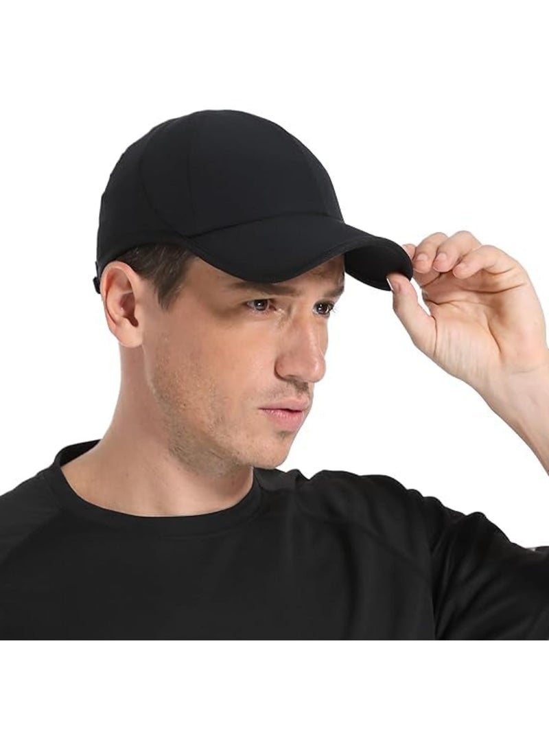 SYOSI Running Hat, Lightweight Breathable Cap for Men and Women, Quick Dry Stretch Fabric with Mesh Panels, Adjustable Sports Sun Hat for Outdoor Running Fitness Hiking Workouts, Black - Image 4