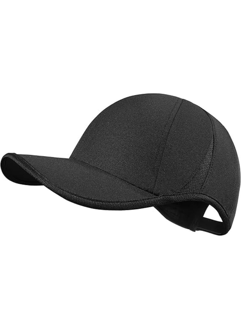 SYOSI Running Hat, Lightweight Breathable Cap for Men and Women, Quick Dry Stretch Fabric with Mesh Panels, Adjustable Sports Sun Hat for Outdoor Running Fitness Hiking Workouts, Black - Image 1