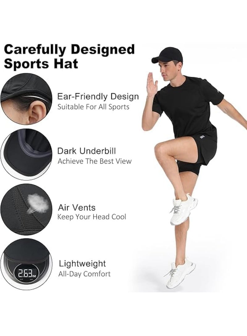 SYOSI Running Hat, Lightweight Breathable Cap for Men and Women, Quick Dry Stretch Fabric with Mesh Panels, Adjustable Sports Sun Hat for Outdoor Running Fitness Hiking Workouts, Black - Image 3