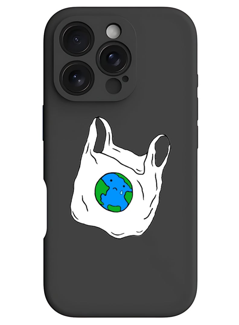 Theodor iPhone 16 Pro Max Black Protective Slim Fit Case Liquid Silicone Cover with Full Body Protection Anti-Scratch Shockproof Case For iPhone - No Plastic - Image 1