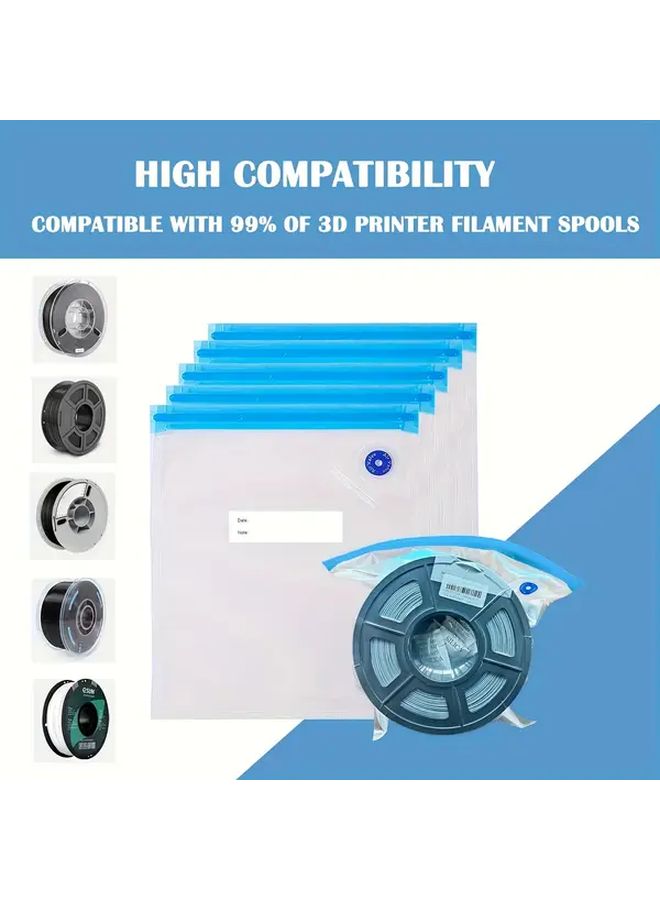 3D Printing Filament Storage Bag Vacuum Set With Desiccant Suction Cup Vacuum Pump 11.8 X 13.4 Inches Drying Pack For PLA PETG TPU Most 0.55 1.1 2.2 Lb 3D Printer Spools And Wire Coils 6 Bags Pump 2 Sealing Clips 6 Packs Of Desiccant - Image 3