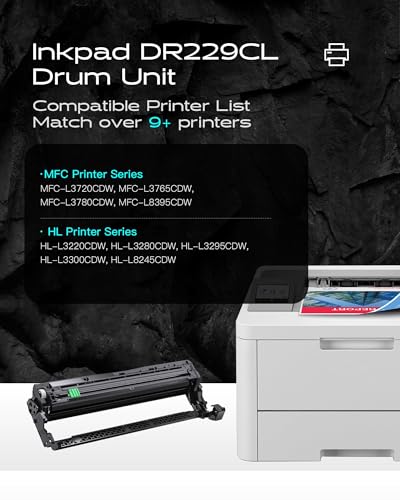 iNKPAD Compatible DR229CL Drum Unit (NOT Toner) Replacement for Brother DR-229CL DR229 TN229XL Work for MFC-L3720CDW MFC-L3765CDW MFC-L3780CDW HL-L3220CDW HL-3280CDW HL-L3295CDW Printer (4 Pack) - Image 2