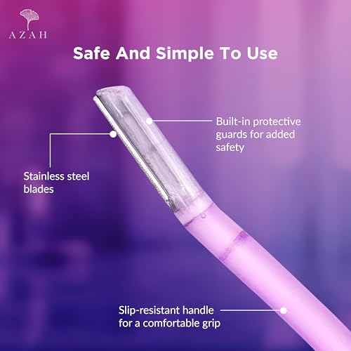 Azah Dermaplaning Face Razor for Woman [Pack of 3] | Smooth Face Razor | Instant & Painless Facial Razors for Women Facial Hair | Perfect for Eyebrows, Upper Lip & Chin | Ideal for All skin Types - Image 5